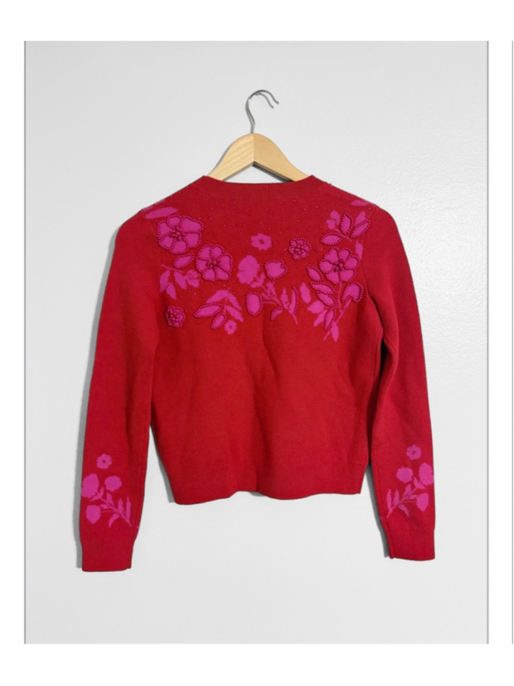 Kate Spade 100% wool Beaded Sweater
Not a bright red , hint of cranberry in - Picture 5 of 6
